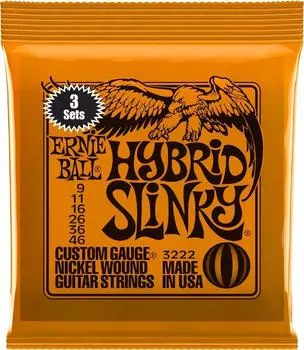 ERNIE BALL Hybrid Slinky Nickel Wound E-Gitarrensaiten 9-46, 3er-Pack (P03222)