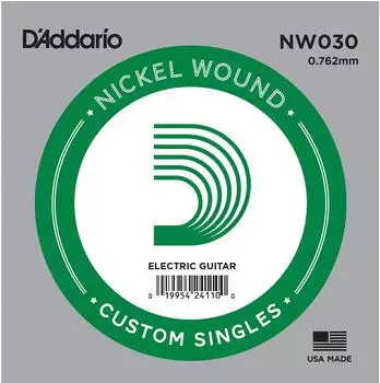 D'Addario NW030 Einzelsaite für E-Gitarre, Nickel Wound, .030 (NW030)