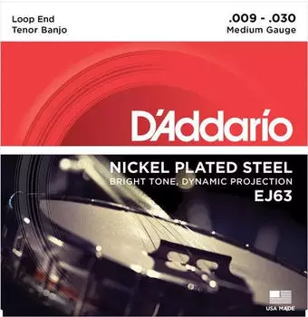 D'Addario EJ63 Tenor-Banjo-Saiten, Nickel, 4-saitig, 9-30 (EJ63)
