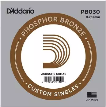D'Addario Phosphorbronze umsponnen Akustikgitarre Einzelsaite .030 (PB030)