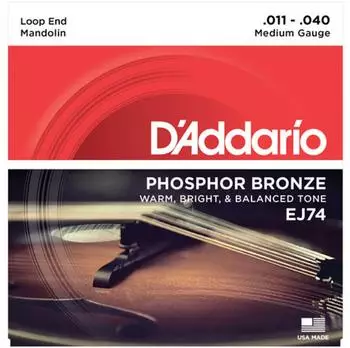 D'Addario EJ74 Mandolinen-Saiten Phosphor Bronze Medium 11-40