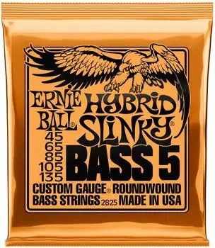ERNIE BALL Hybrid Slinky 5-String-Bass-Saiten Nickel Wound 45-135 (P02825)