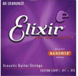 Elixir Strings 80/20 Bronze Nanoweb Custom Light