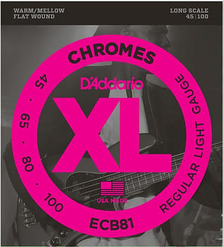 D'Addario ECB81 XL Chromes Bass, Light, 45-100, Long Scale