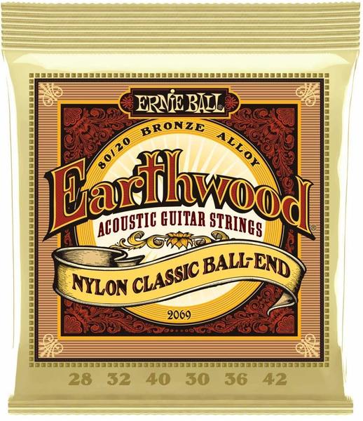 ERNIE BALL Earthwood Folk Nylon, Clear & Gold Ball End