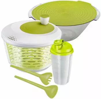 Westmark Salatschleuder-Set 4-tlg. mit Sch&uuml;ssel, Besteck & Dressingshaker, Kunststoff (243022E6)