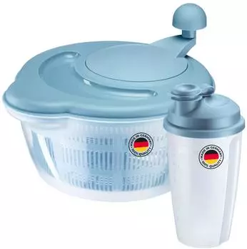 Westmark Fortuna Basic Salatschleuder 5l + Mixery Dressingshaker 0,5l, blau (243222E8)
