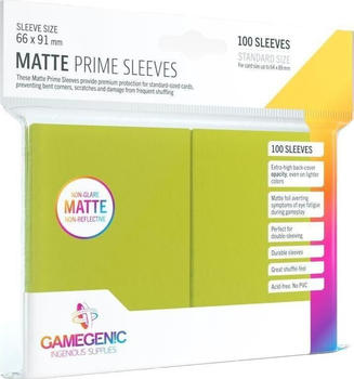 Gamegenic Matte Prime Sleeves Standard Size Lime 100 Sleeves