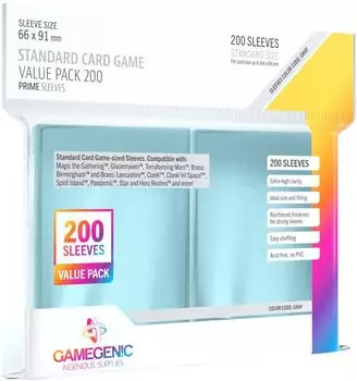 Gamegenic Standard Sleeves Value Pack (200) - Clear