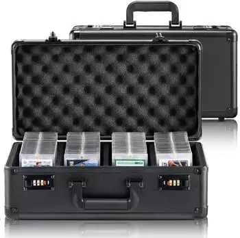 VEVOR Aufbewahrungsbox f&uuml;r Gradierte Karten 4 F&auml;cher, Schaumstoffteiler, Codeschloss, 108 PSA / 76 BGS / 388 Top Loader (TM1108)
