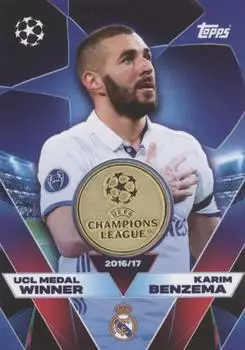 Topps Karim Benzema UCL-Medaillengewinner-Relikt Sammelkarte 2025/26 (UCLW-KB)