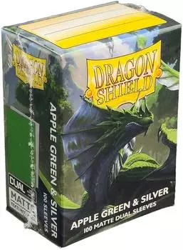 Dragon Shield Matte Dual Sleeves, apfelgr&uuml;n/silber, 100 St&uuml;ck (AT-15073)