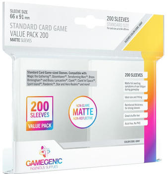 Gamegenic Standard Kartenhüllen matt Value Pack 200 66x91mm grau