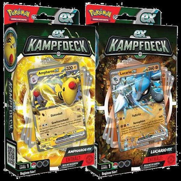 Pokémon EX-Kampfdeck Ampharos ex oder Lucario ex Booster, sortiert