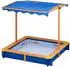 Teamson Kids Kids Large Outdoor Wooden Sand Pit With Lid, Canopy & Adjustable Height in Brown Brown (42928247964)
