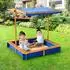 Teamson Kids Kids Large Outdoor Wooden Sand Pit With Lid, Canopy & Adjustable Height in Brown Brown (42928247964)