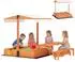 AIYAPLAY Sandkasten mit Dach 184 x 110 x 120 cm Sandkiste mit klappbarem Picknicktisch