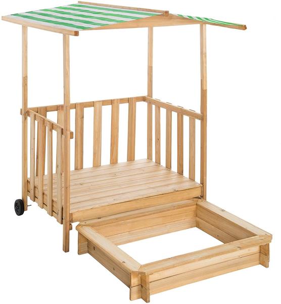 TecTake Sandkasten Sandkasten und Spielveranda mit Dach grün