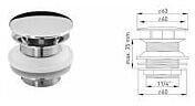 ASW Design-Schaftventil ohne &Uuml;berlauf 1 1/4" x &Oslash; 60 mm verchromt (107503)