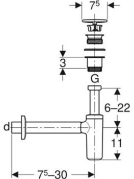 Geberit Waschbeckenablauf mit Siphon DN32/40 151019011