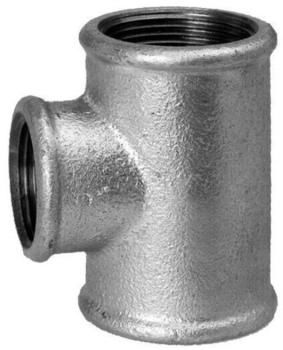 HS Fittings Temperguss T-St&uuml;ck 1 1/4" x 1" reduziert Innengewinde verzinkt (13130221)