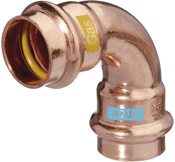 Caldo Bogen V-Press Copper AQUAGAS 90 Grad I/I 22 x 22 mm - 452002222