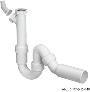 Viega Röhrengeruchsverschluss G 1 1/4" x DN 50 Kunststoff weiß mit 45° Ablaufbogen (118242)
