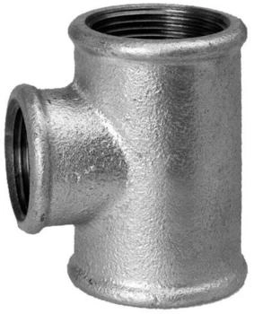 HS Fittings T-Stück Temperguss 1 1/4" x 3/4" reduziert Innengewinde verzinkt (13130220)