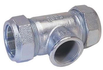 Gebo Ausgleichsverschraubung Temperguss T Serie 150 für Stahlrohr T-Stück Abgang IG 1/2" (01.150.04.01)