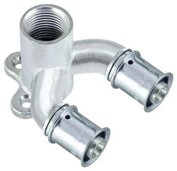 Multitubo Metall-Press-U-Wandscheibe 16 mm x 1/2" IG x 16 mm Messing verzinnt mit Flansch (29415)