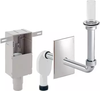 Geberit UP-Geruchsverschluss für Waschbecken, mit Wandeinbaukasten, horizontal, hochglanz-verchromt, d50-56mm (151122211)