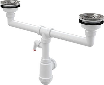 Alcadrain Siphon für Doppelspüle 115 mm Kunststoff