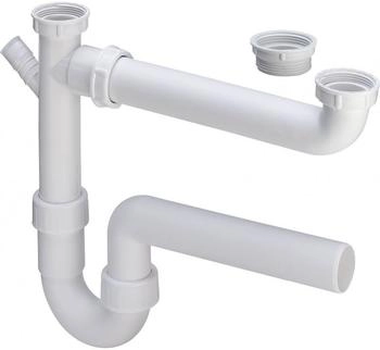 Viega Ablaufverbindung G 1 1/2 x DN 40 x 90-310mm Kunststoff weiß für Doppelspülen (108496)