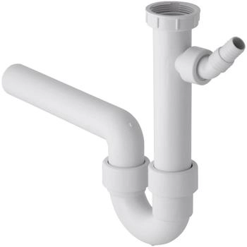 Geberit Rohrbogengeruchsverschluss mit Winkelschlauchtülle G1 1/2 x 50 mm, Abgang horizontal, weiß (152711111)