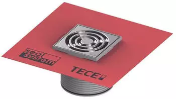 Tece TECEdrainpoint S Rostrahmen, Kunststoff, 100x100mm, mit Designrost und Seal System Dichtmanschette (3660020)