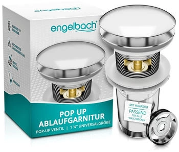 Engelbach Universal Pop Up Waschbecken Ablaufgarnitur mit &Uuml;berlauf Chrom