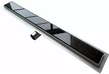 Bernstein GL01 Duschrinne Edelstahl Glaseinsatz schwarz 70cm (GL01)