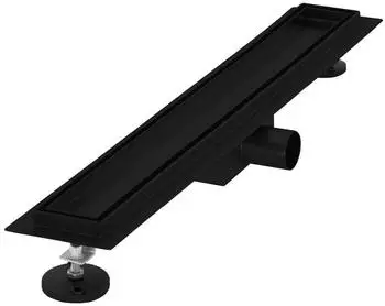 LuxeBath Duschrinne 2in1 Edelstahl befliesbar extra flach 60cm Schwarz (490011276)