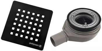polysan Flexia Duschwannensiphon DN40 &Oslash;90mm Abdeckplatte schwarz (17751)