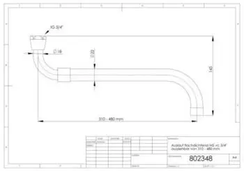 ASW Auslauf ausziehbar Messing verchromt 3/4" 280-480mm (802348)