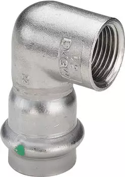 Viega Sanpress Inox &Uuml;bergangswinkel 90&deg; 15mm &times; Rp 3/4 Stahl nichtrostend (436988)