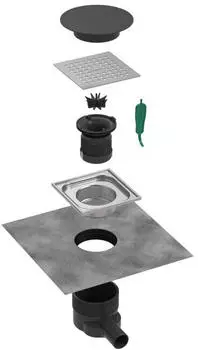 Hansgrohe RainDrain Point Komplettset Punktablauf 150 x 150 mm Nordics Edelstahl geb&uuml;rstet Edelstahl (56253800)