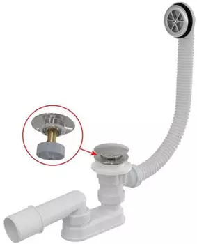 Alcadrain Badewanne Ab- und Überlaufgarnitur Click/Clack Metall 57cm (A505CKM)