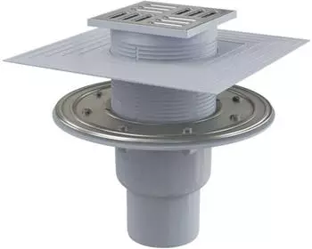 Alcadrain Bodenablauf 105&times;105/50/75mm senkrechter Abgang Edelstahl Kombi-Geruchsverschluss SMART (APV2324)