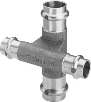 Viega Profipress Kreuzst&uuml;ck 22 x 15 mm Rotguss SC-Contur (323370)