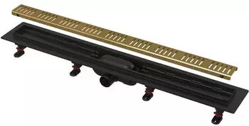 Alcadrain Duschrinne Simple 95cm mit Lochrost, Messing (APZ10BLACK-950BRASS)