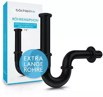 B&auml;chlein Universal R&ouml;hrensiphon f&uuml;r Waschbecken Extra Lang, Mattschwarz