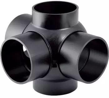 Geberit PE Dreifach-Kugelabzweig DN125/100, 88,5&deg;, Anschl&uuml;sse 90&deg;, PE-HD (368605161)