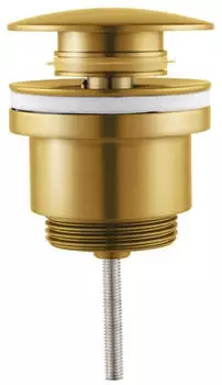 Aloni Pusher Ablaufgarnitur mit &Uuml;berlauf 1 1/4" Gold geb&uuml;rstet (CR1162-BG)