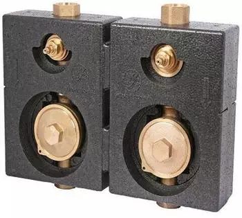 Schl&ouml;sser Montageblock Duo UP Wasserz&auml;hler 2"-Koax IG 3/4" Messing (0099020100001)